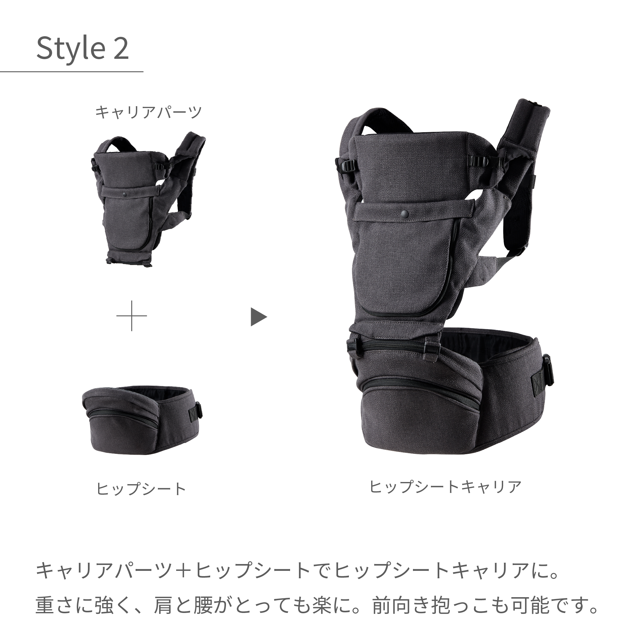 【美品】BABY&Me Beren hipseatヒップシート(色:ブラック) MATO × BABY&Me Beren firstセット（新生児セット）CHARCOAL – BABY&Me